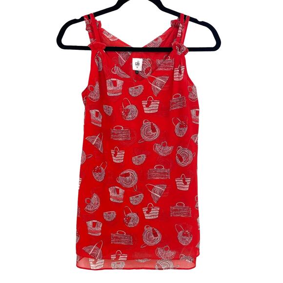 Cabi Nantucket Purse Pattern Layered Cami Tank Top Blouse Red XS - Picture 1 of 7